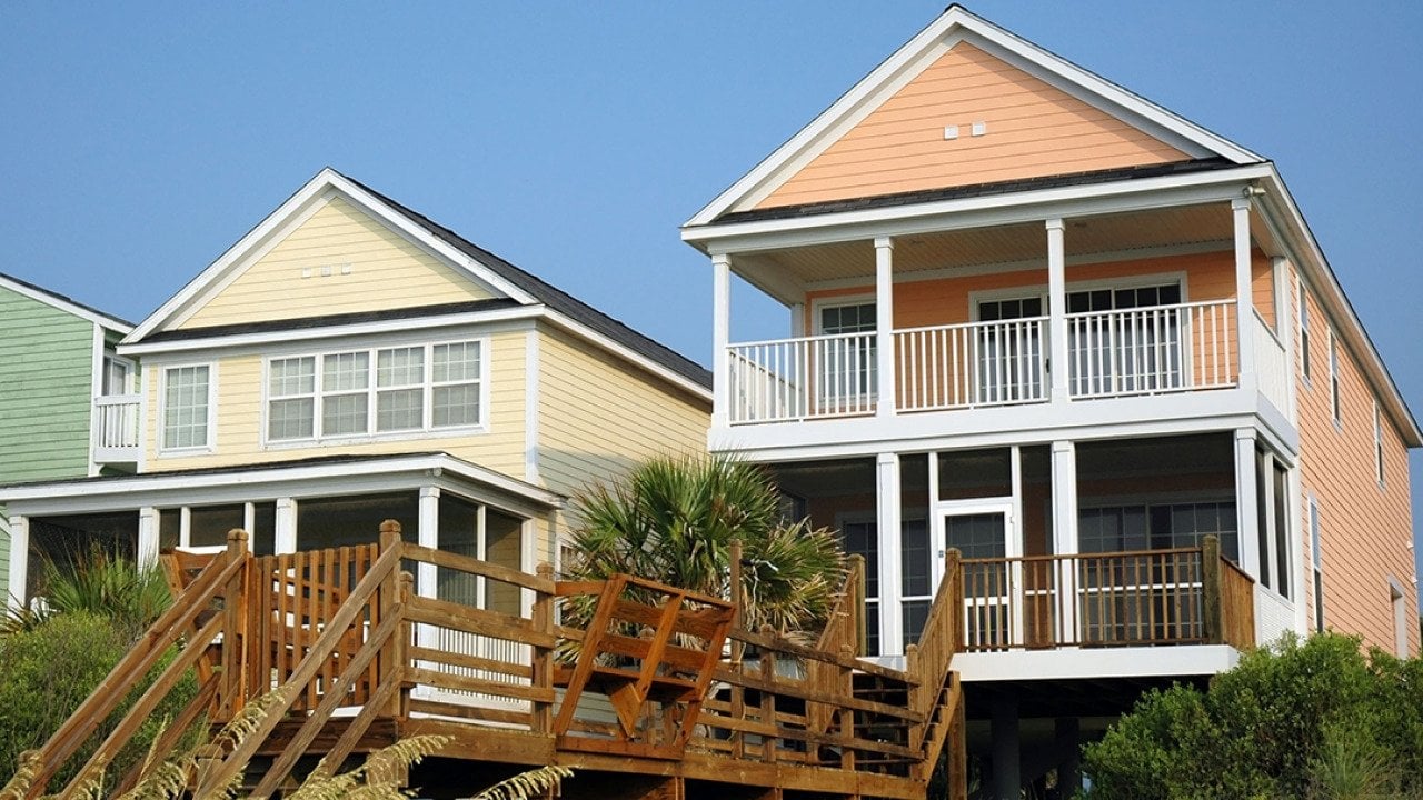 Colorful modern luxury beach rental homes.