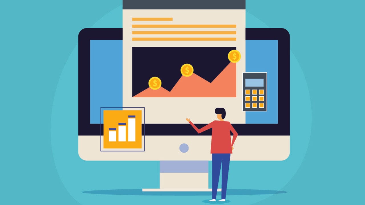 A vector illustration of a business tracking software for expenses charts.