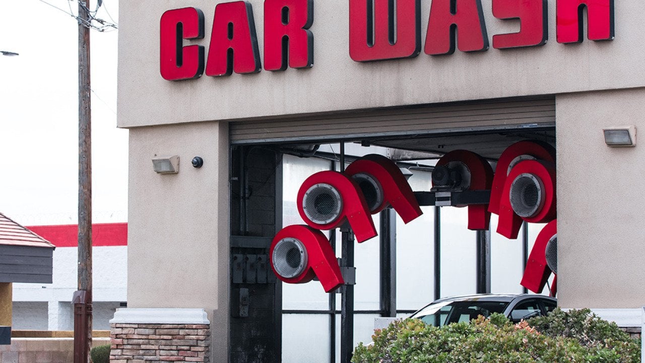 An exit point of a car wash shop in Las Vegas, Nevada, USA.