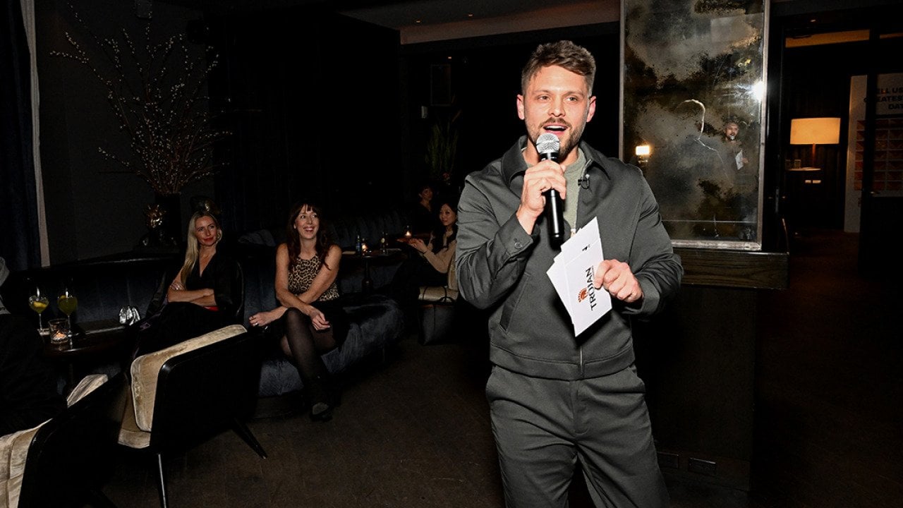 Dating strategist and content creator, Benny Hart, speaks during the Trojan G.O.A.T. event on November 19, 2025 in New York City.