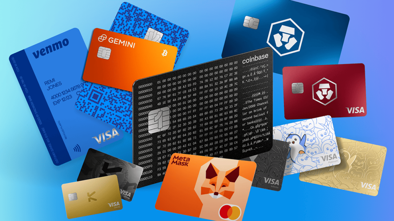 An assortment of crypto rewards cards