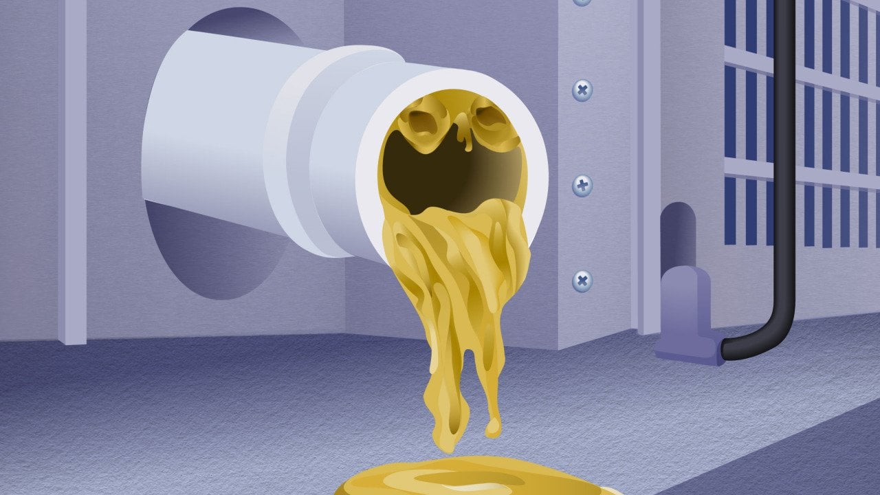 A custom illustration of zooglea coming out of sewage pipes.
