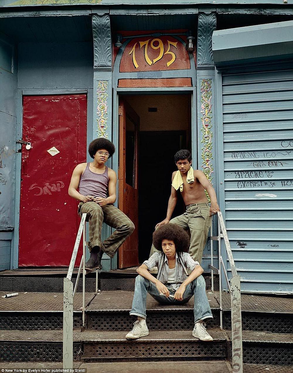 Three guys hanging out in Spanish Harlem in 1975