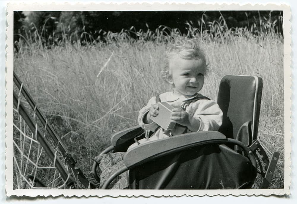 Vintage photo of baby girl (sixties)