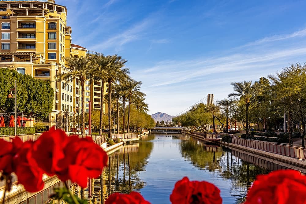 Scottsdale Arizona Waterfront Canal Scene.