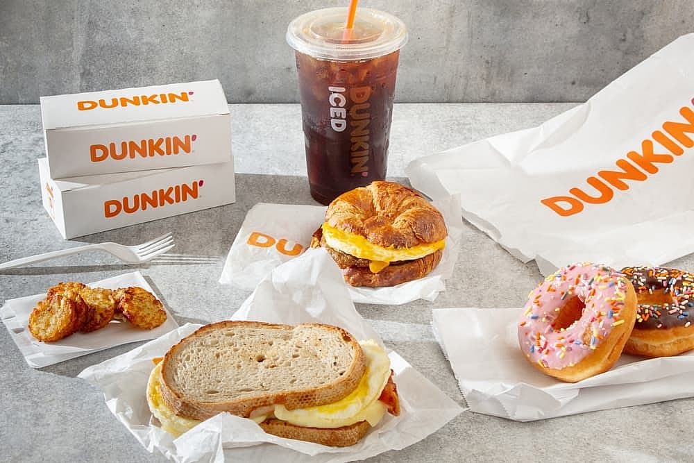 A view of a Dunkin' Donuts combo meal.