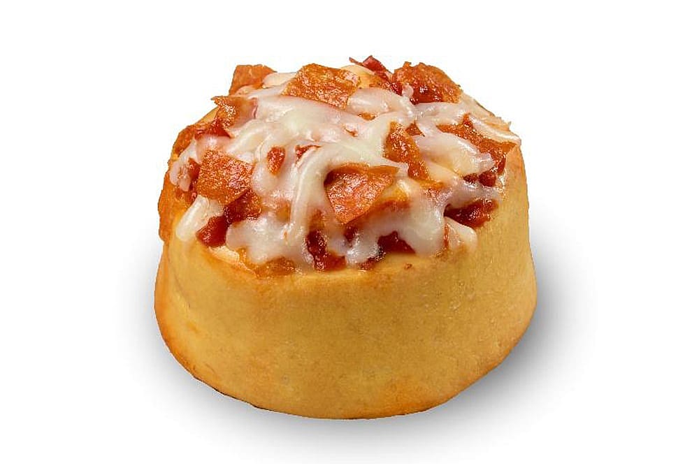 A promo photo of the Cinnabon Pizzabon on a white background.