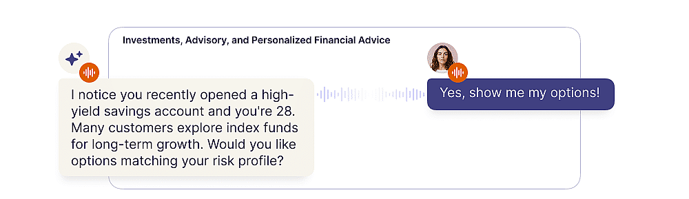 An infographic showing an example of AI offering personalized support to an inquiry.