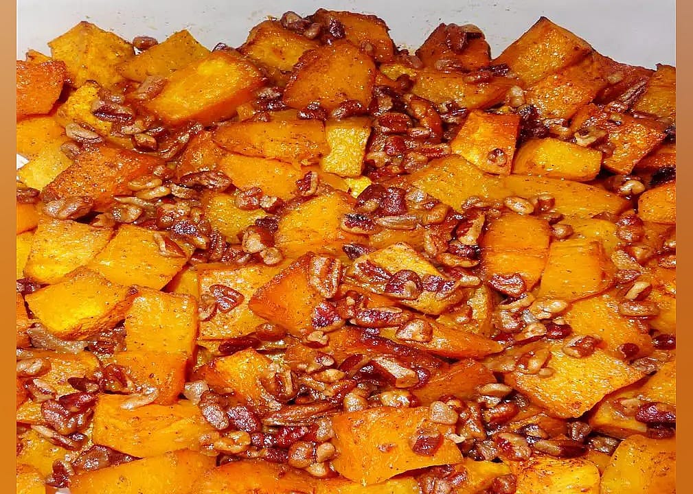 Roasted butternut squash with brown sugar