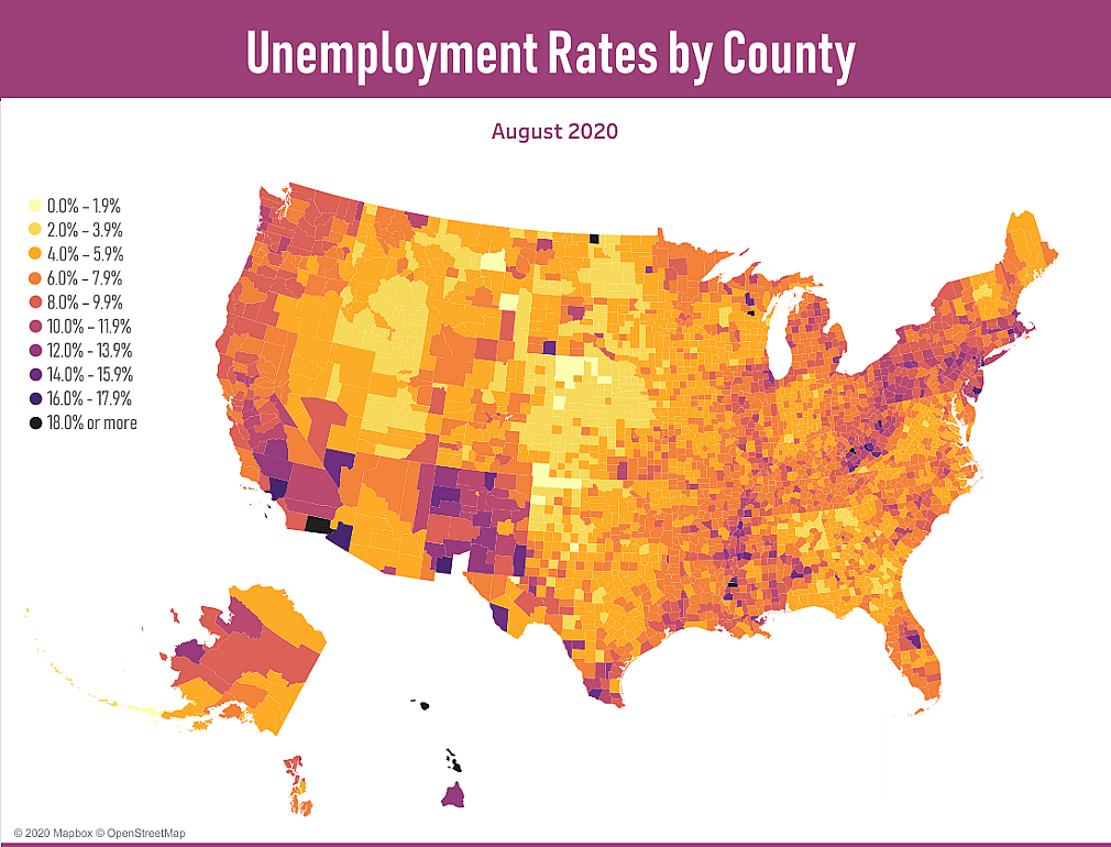 Unemployment rates by county