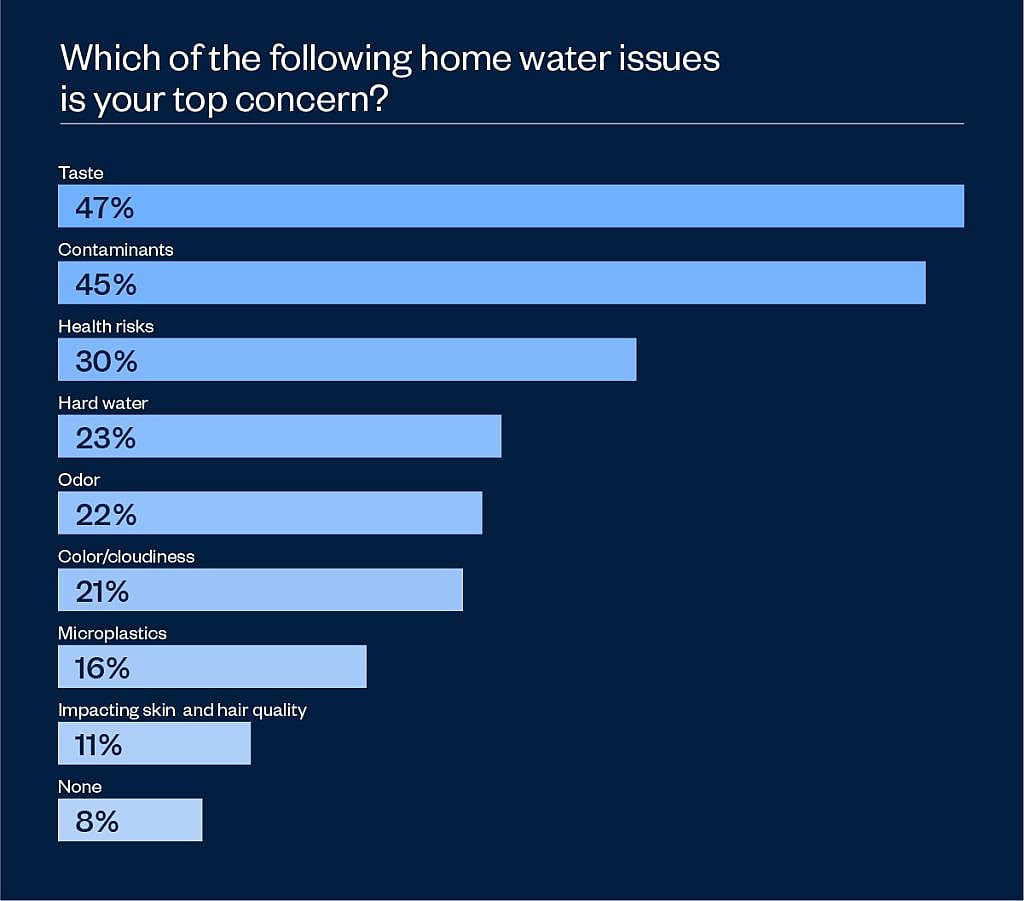 Data chart showing the top 9 concerns for home water issues.