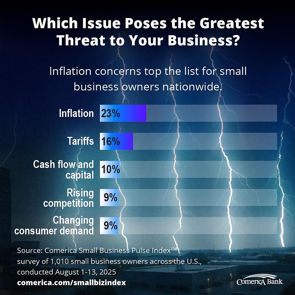 Data chart showing the top issues that pose the greatest threat to small businesses.