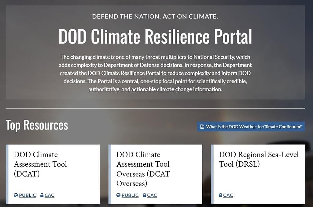 The former climate resilience portal which has now been shut down.