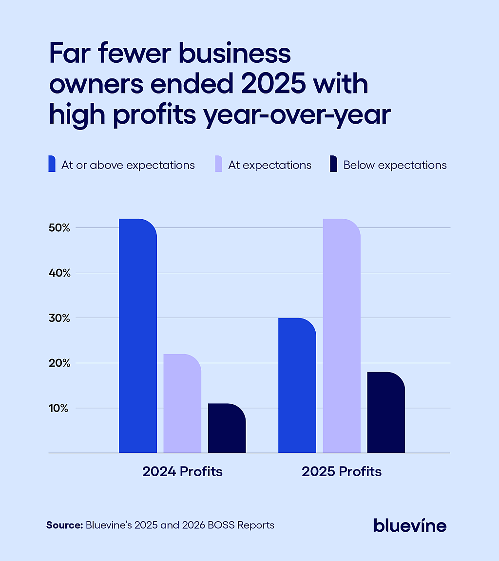 A data graphic showing profit expectations of small business owners for 2024 and 2025.