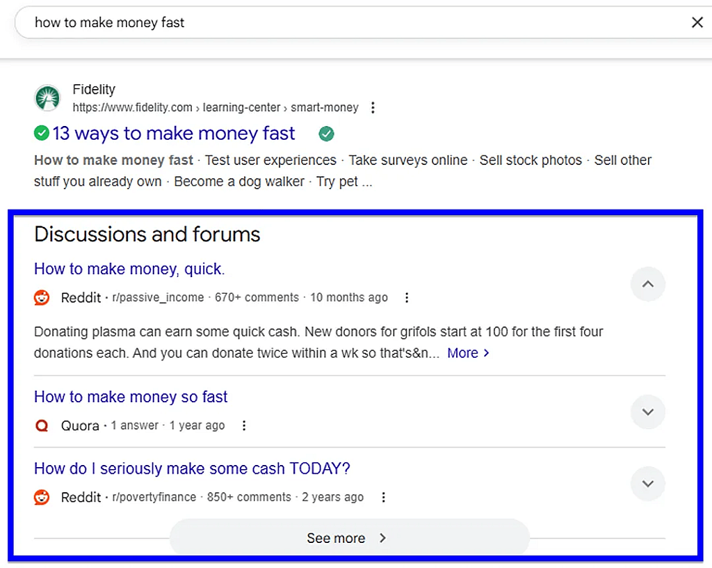 A screenshot of a discussion and forums page on Reddit.