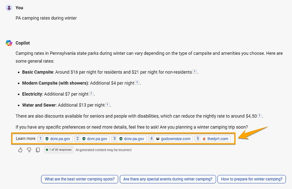 A screenshot of an AI prompt ran manually on Copilot.