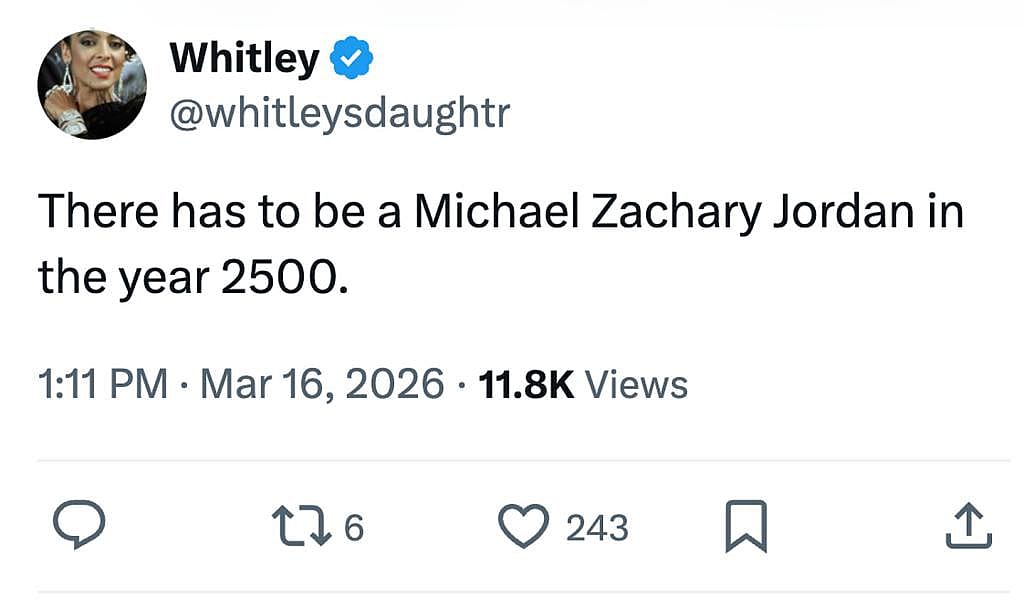Tweet that says 'There has to be a Michael Zachary Jordan in the year 2500'