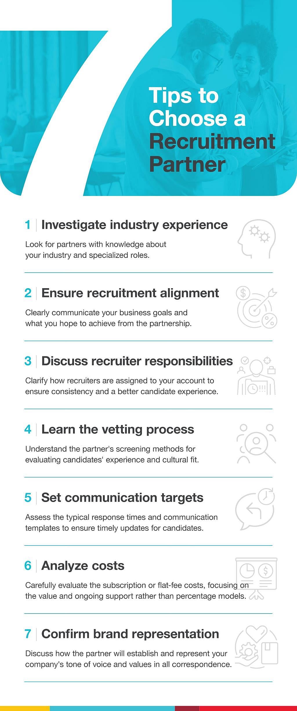 A poster listing tips in choosing a recruitment partner.
