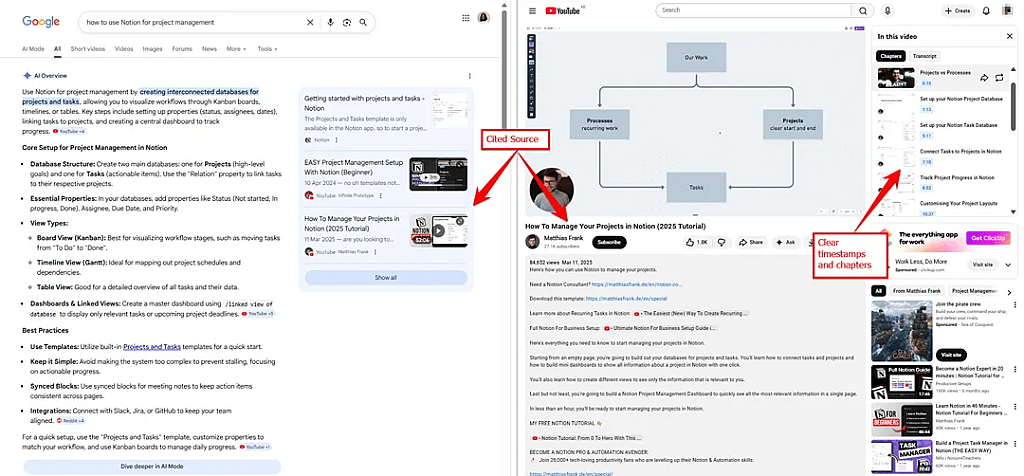 A screenshot of Google search result and a Youtube video tutorial.