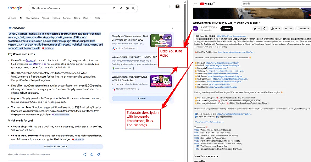 A screenshot of a Google search result comparing two e-commerce platforms.