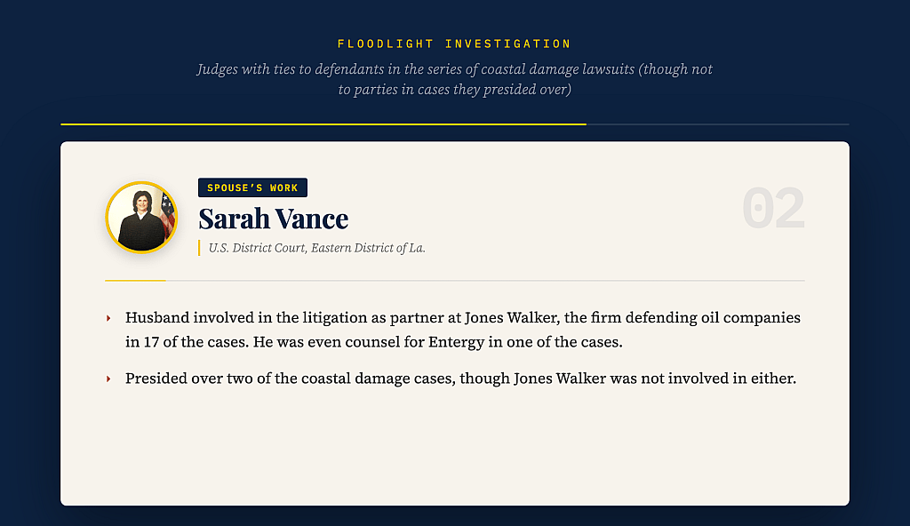 Infographic showing Sarah Vance's profile.