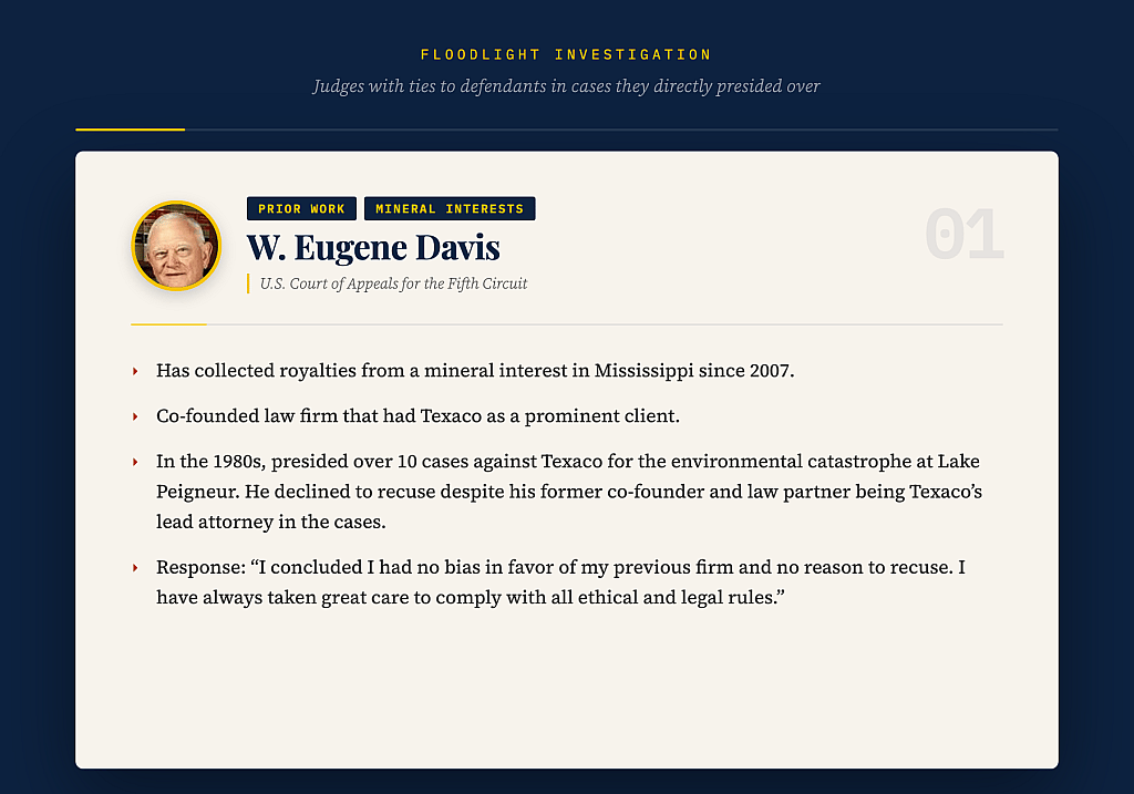 Infographic showing W. Eugene Davis' profile.