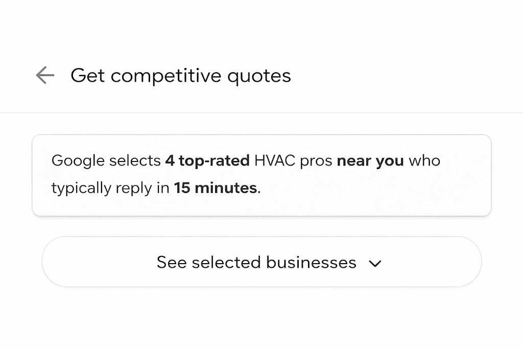 Google LSA's competitive quotes displayed on screen.