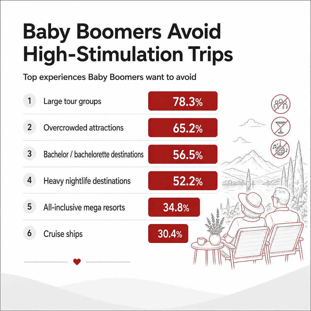 Infographic listing the top experiences Baby Boomers want to avoid.