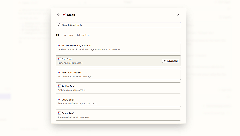 A sample screenshot of selecting tools to connect and configure with the AI agent.