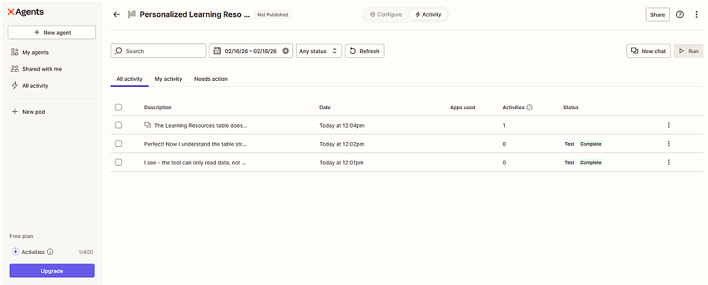 A sample screenshot of collected responses.
