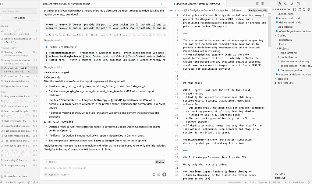 A screenshot of a generated report from Cursor AI.