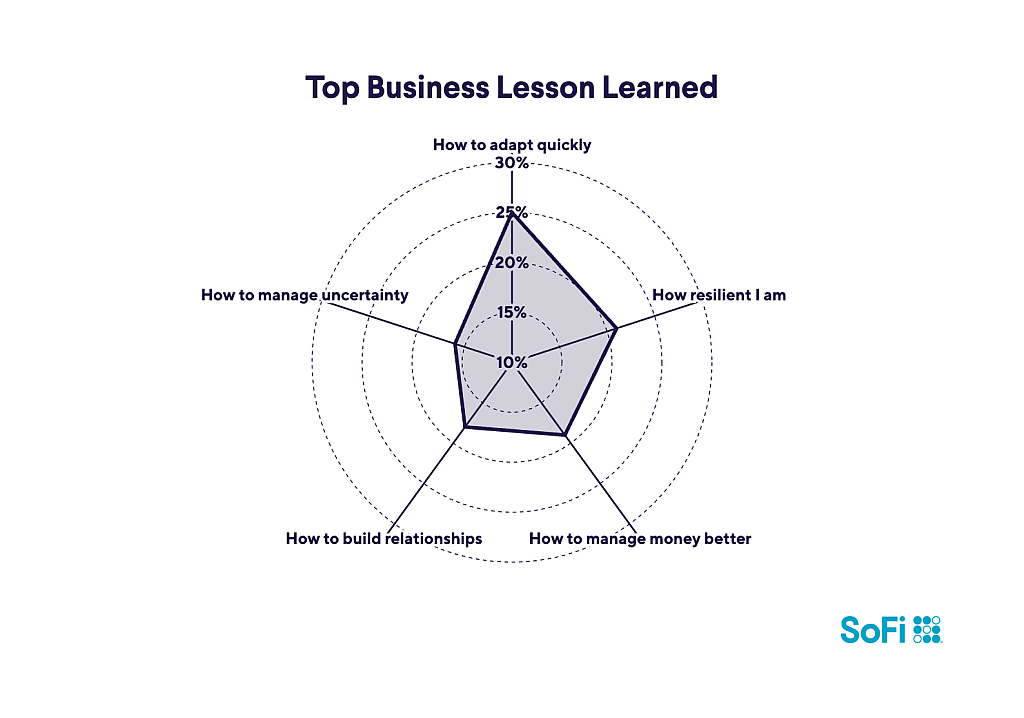 A data web chart showing the top business lessons micro-business owners have learned.