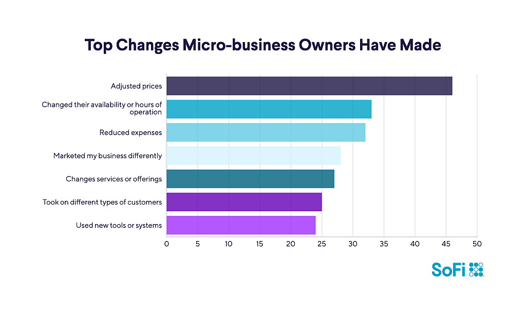 A data bar chart revealing the top changes micro-business owners have made.