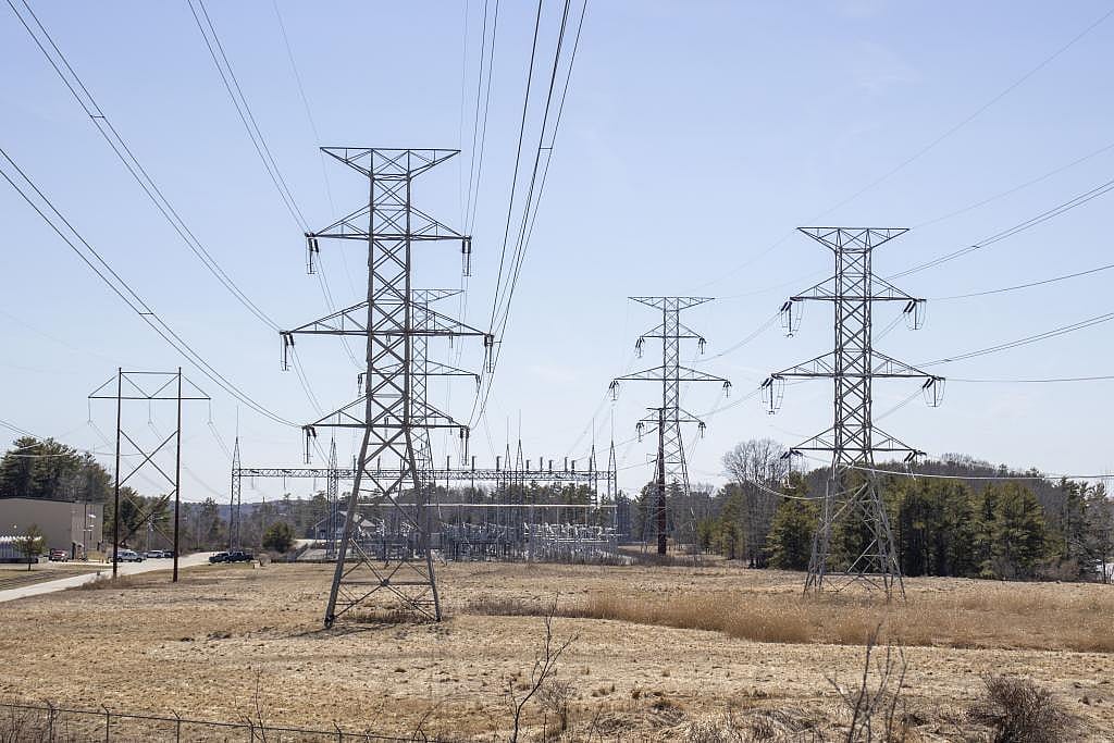 Maine Yankee’s legacy electricity infrastructure includes a substation and high-voltage transmission lines from when the nuclear generating plant supplied power across Maine and New England.