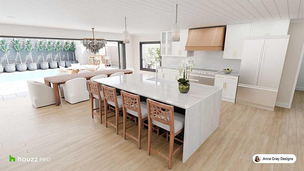 A bright Floridian kitchen and dining area by Anna Gray Designs.