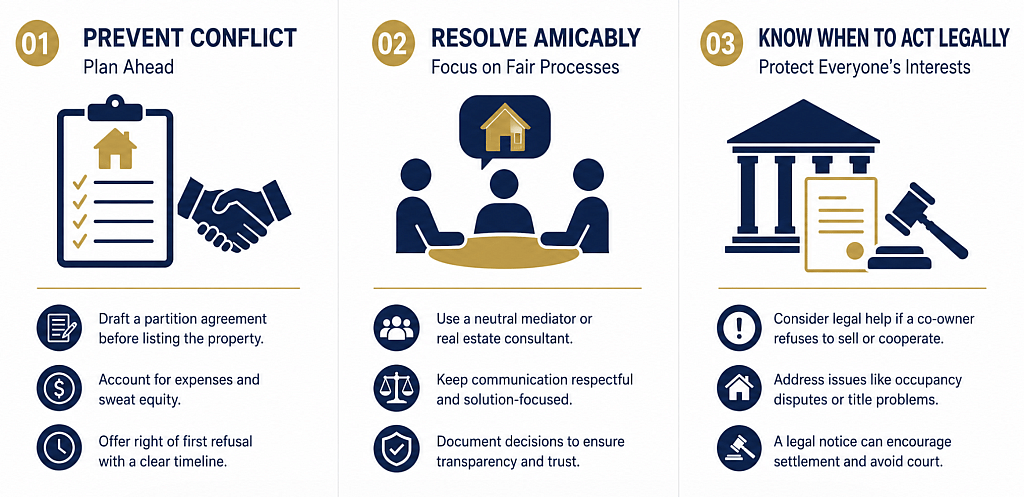 An infographic detailing the process of disputing properties and assets.