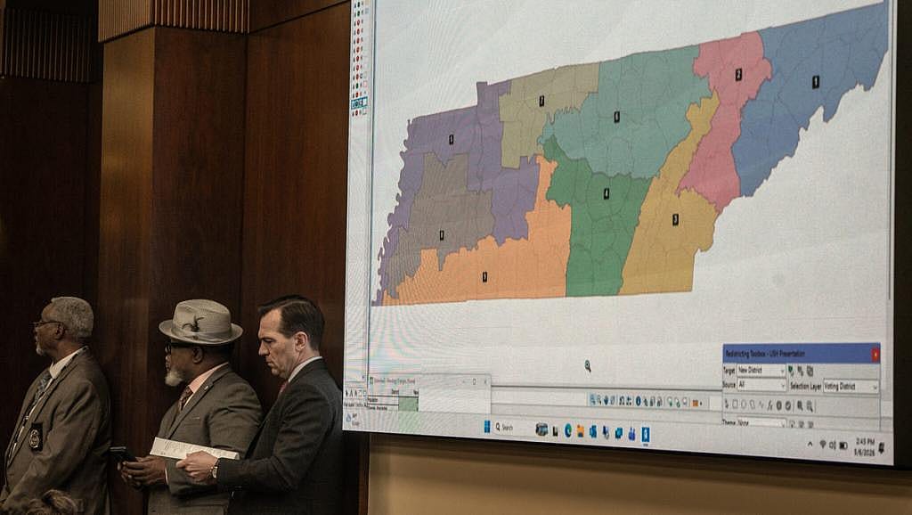 A redrawn U.S. House district map shows Memphis split into three separate districts.