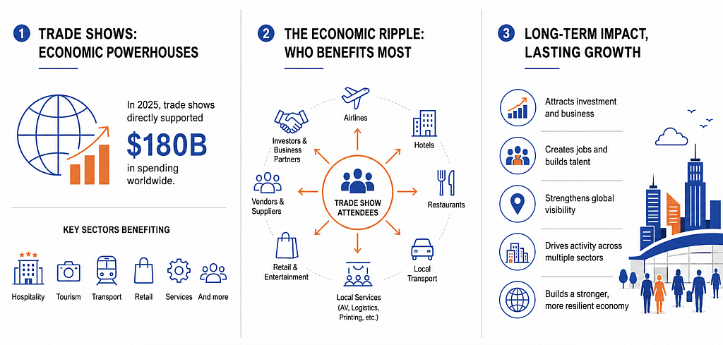 An infographic on the benefits of trade shows.