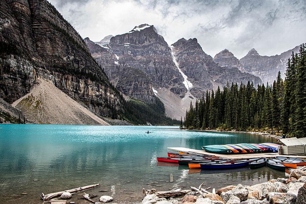 A view of the Moraine Lake in Banff, Alberta, Canada.