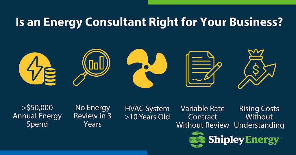 An infographic showing the key indicators that an energy consultant is right for your business.