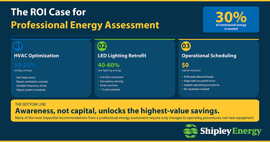 An infographic showing the Return on Investment (ROI) case for professional energy assessment.
