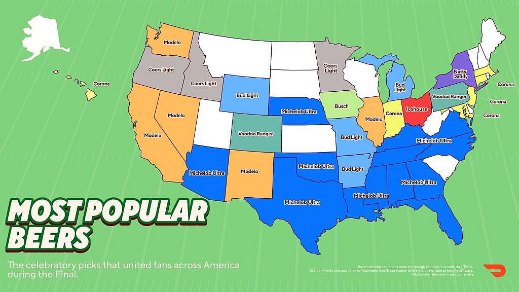 A data map of the US visualizing the most popular beers across the states.