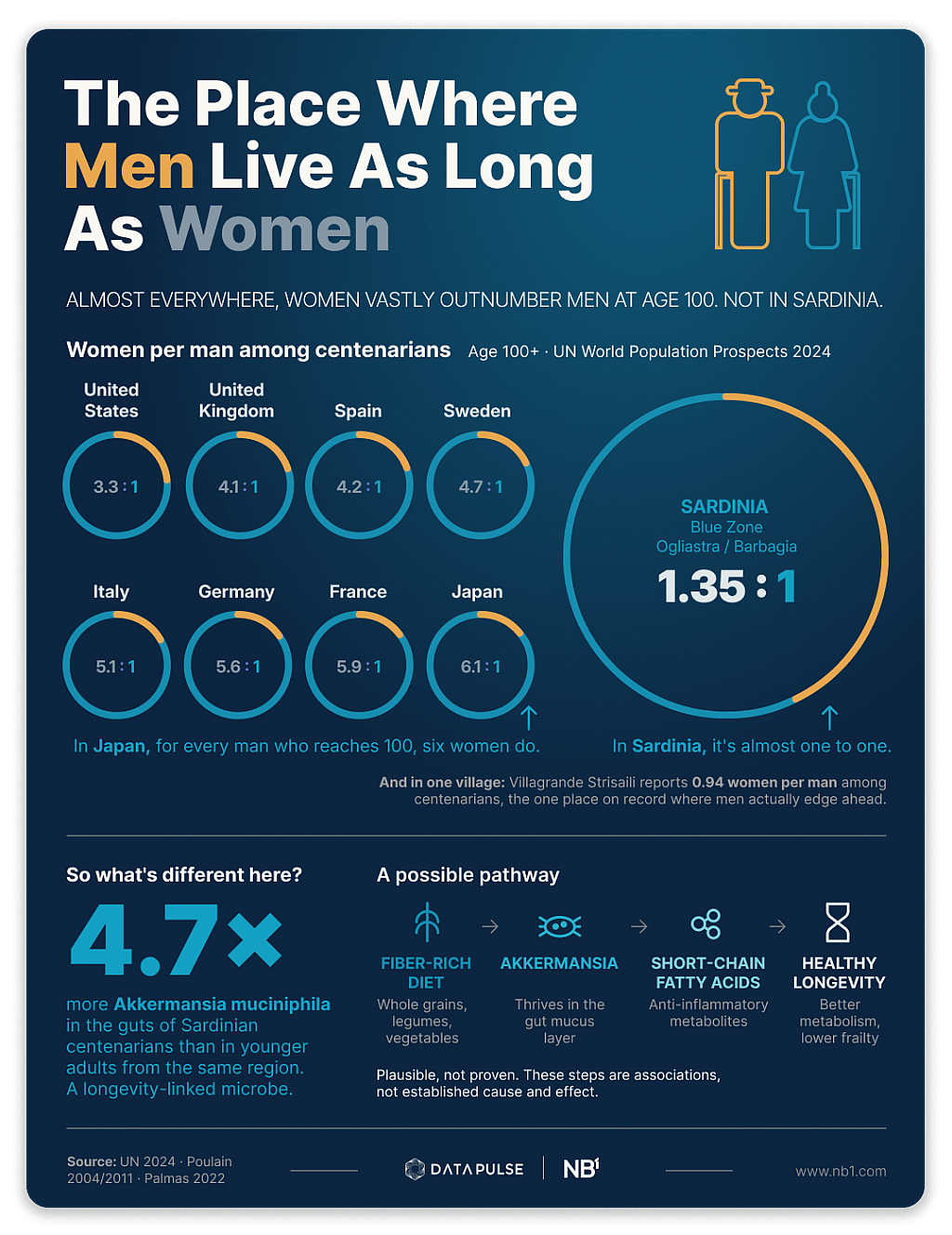 An infographic revealing data overview of Sardinian population and life expectancy between its men and women.