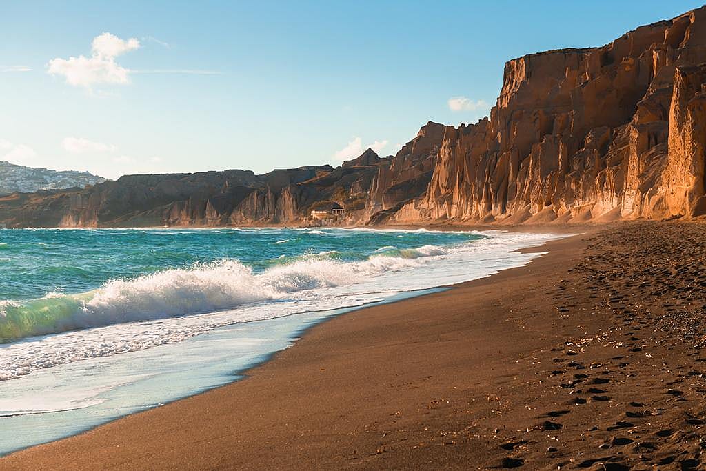 The Vlychada Beach on Santorini Island, Greece.