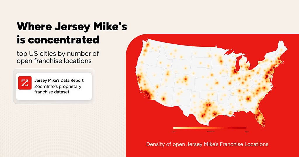 An infographic showing where Jersey Mike's is concentrated across the US.