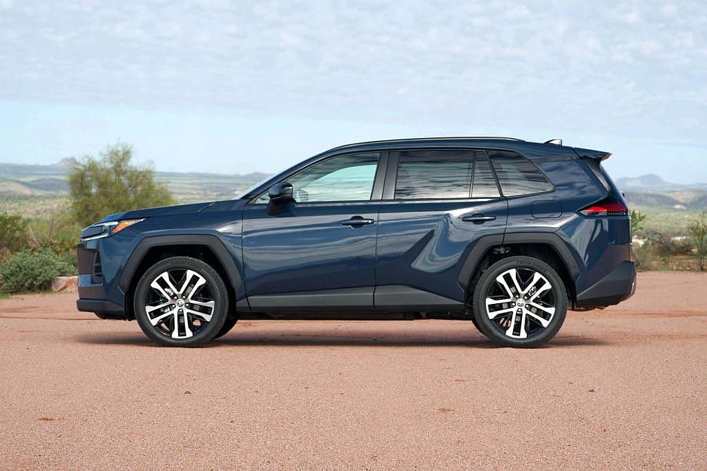 Side view of a blue 2026 RAV4.