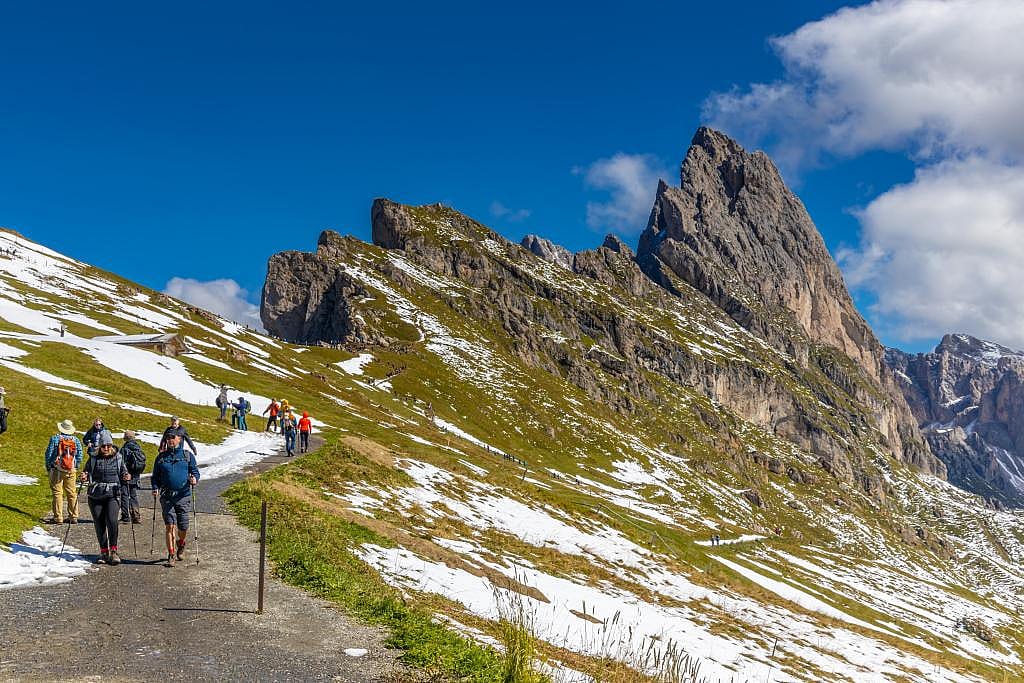 Mountains seen from the Dolomites Alps in Seceda, Italy. 
