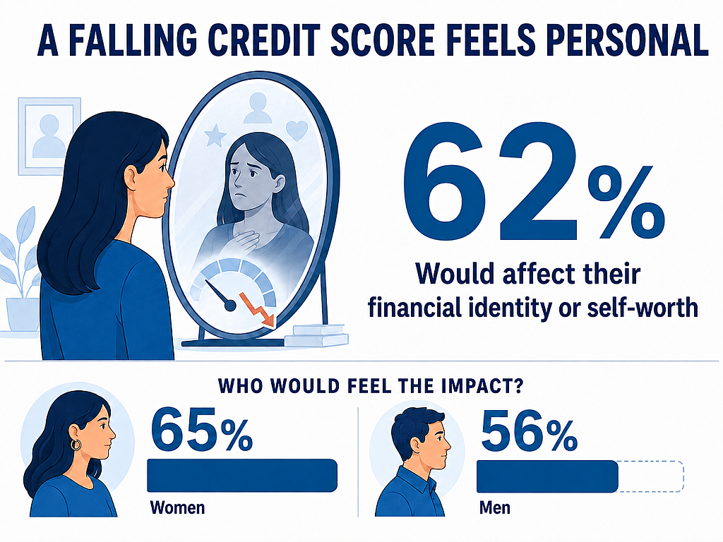 An infographic revealing that a falling credit score feels personal.