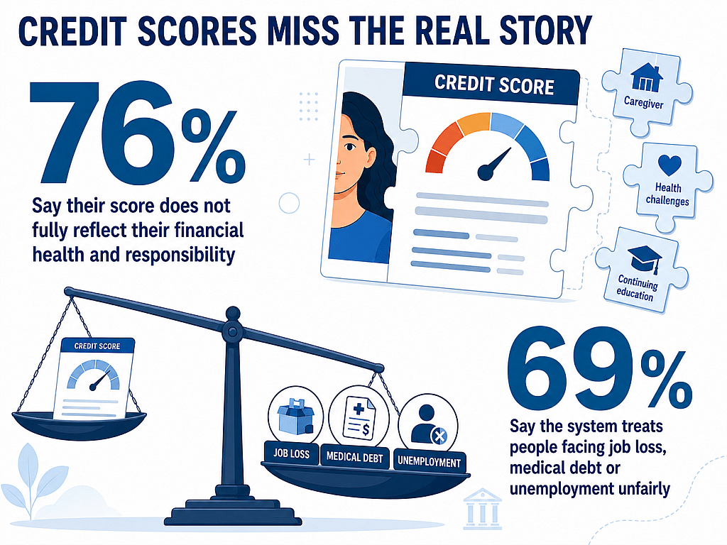 An infographic revealing that credit scores miss the real story.