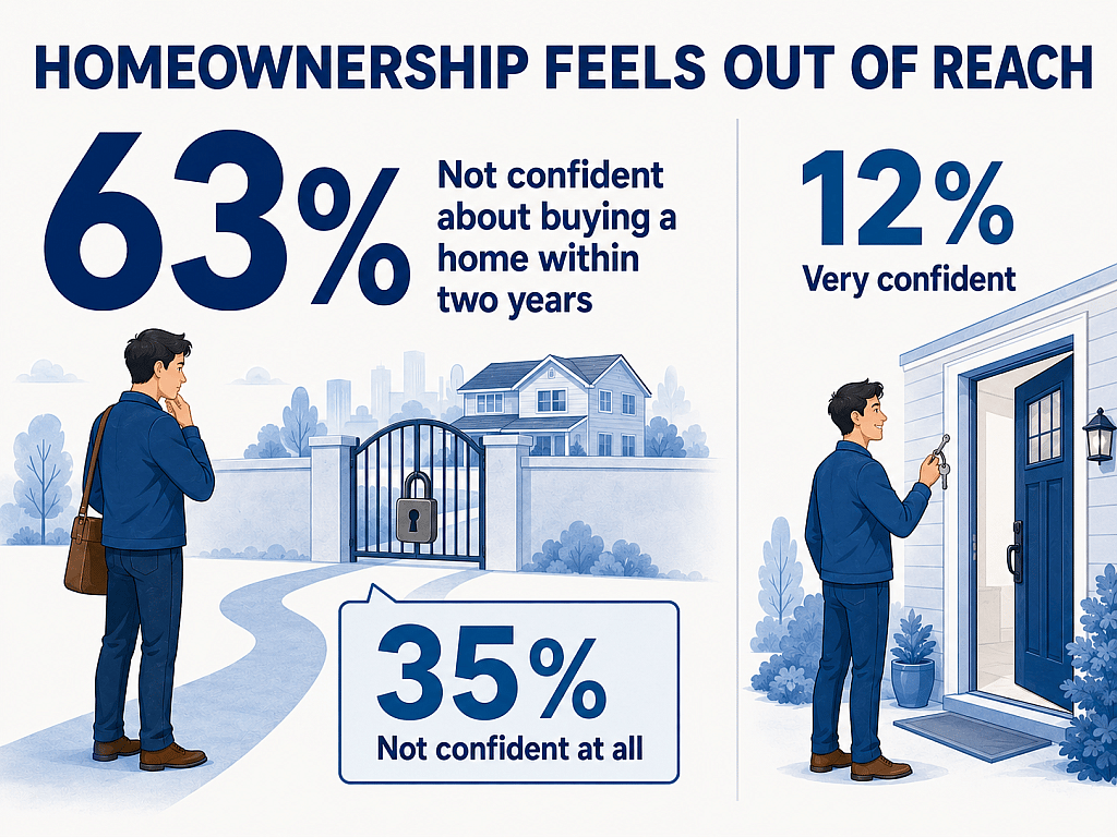 An infographic reporting data on how homeownership feels out of reach.
